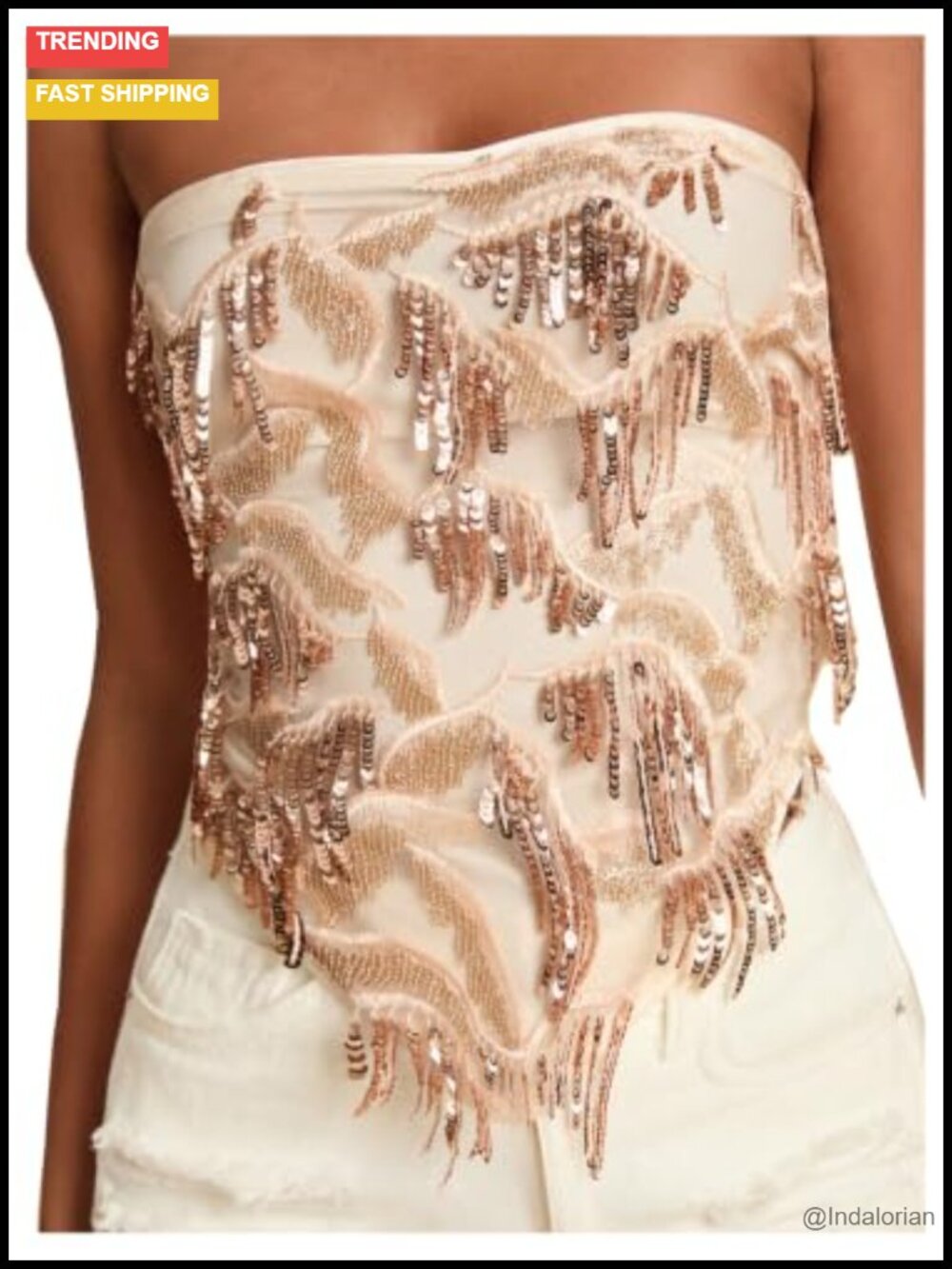 Boho Sequin Fringe Tank Top Sparkly Rave Party Summer Cami